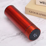 Bouteille isotherme intelligente 500 ml avec affichage de température, acier inoxydable, personnalisable.