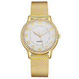 Montre femme de luxe en maille or rose avec cristaux incrustés – design moderne et élégant 𝓑2𝓢