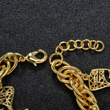Bracelet Plaqué Or 18K Style Dubaï avec Motif Soleil et Statue 𝓑2𝓢
