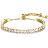 Bracelet Tennis Plaqué Or 18K – Cristal Zircon 4mm Réglable