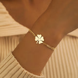 Bracelet Trèfle Porte-Bonheur Acier Inoxydable