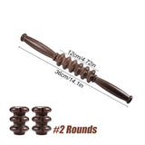 Rouleau de massage en bois pour soulager les douleurs musculaires.