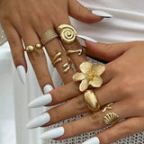 Ensemble de 8 bagues ouvertes vintage pour femme, style floral gothique. 𝓑2𝓢