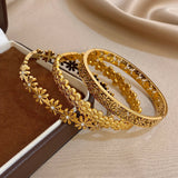 Bracelet manchette à fleurs en acier inoxydable 316L pour femmes, mode creuse florale esthétique Couple poignet empilé, bijoux cadeaux 𝓑2𝓢