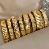 Bracelets élastiques en acier doré avec strass, réglables et résistants à l’eau. 𝓑2𝓢