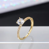 Huitan Bague alliance éternité – zircone ronde brillante, fine et élégante, luxe pour femmes, livraison directe 𝓑2𝓢
