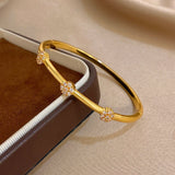 Bracelet manchette femme en cuivre plaqué or avec zircon brillant, design fleur boule – bijou élégant pour fête 𝓑2𝓢