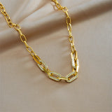 Collier MEYRROYU – pendentif rond en zircon, acier inoxydable 316L plaqué or 18K.