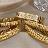Bracelets élastiques en acier doré avec strass, réglables et résistants à l’eau. 𝓑2𝓢