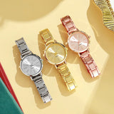 Montre Femme Luxe – Cadran Rond, Bracelet Doré en Acier, Quartz 𝓑2𝓢