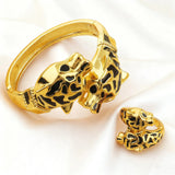 Ensemble de bracelets léopard plaqués or et bague ajustable (2 pièces) 𝓑2𝓢