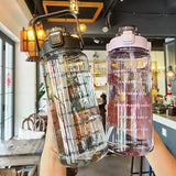 Bouilloire en plastique de 2 litres, grande bouteille d'eau de voyage Portable avec paille, tasse de sport et de Fitness, grande tasse de graisse universelle pour adulte