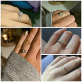 Huitan Bague alliance éternité – zircone ronde brillante, fine et élégante, luxe pour femmes, livraison directe 𝓑2𝓢