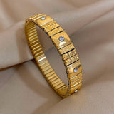 Bracelets élastiques en acier doré avec strass, réglables et résistants à l’eau. 𝓑2𝓢