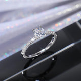 Huitan Bague alliance éternité – zircone ronde brillante, fine et élégante, luxe pour femmes, livraison directe 𝓑2𝓢