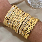 Bracelets élastiques en acier doré avec strass, réglables et résistants à l’eau. 𝓑2𝓢