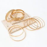 Ensemble de 10 bracelets en métal pour femmes, style punk et hip-hop, design texturé tendance. 𝓑2𝓢