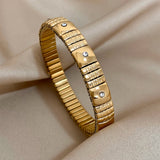 Bracelets élastiques en acier doré avec strass, réglables et résistants à l’eau. 𝓑2𝓢