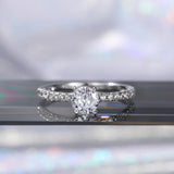 Huitan Bague alliance éternité – zircone ronde brillante, fine et élégante, luxe pour femmes, livraison directe 𝓑2𝓢