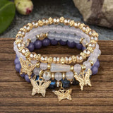 Set Bracelets Papillon Rose Bohème – 4 Pièces