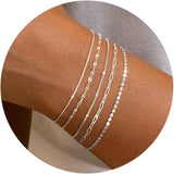 Stapelbare 14K vergoldete Armbänder, trendige, verstellbare Ketten für Damen.