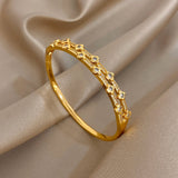 Bracelet en acier inoxydable unisexe – strass brillants, breloques fleurs, manchette étanche, cadeau élégant 𝓑2𝓢