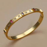 Set de 3 Bracelets Joncs Dorés avec Pierres Étincelantes 𝓑2𝓢