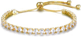 Bracelet Tennis Plaqué Or 18K – Cristal Zircon 4mm Réglable
