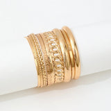 Ensemble de 10 bracelets en métal pour femmes, style punk et hip-hop, design texturé tendance. 𝓑2𝓢