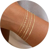 Stapelbare 14K vergoldete Armbänder, trendige, verstellbare Ketten für Damen.