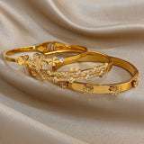 Bracelet en acier inoxydable unisexe – strass brillants, breloques fleurs, manchette étanche, cadeau élégant 𝓑2𝓢
