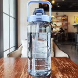 Bouilloire en plastique de 2 litres, grande bouteille d'eau de voyage Portable avec paille, tasse de sport et de Fitness, grande tasse de graisse universelle pour adulte