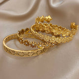 Bracelet manchette à fleurs en acier inoxydable 316L pour femmes, mode creuse florale esthétique Couple poignet empilé, bijoux cadeaux 𝓑2𝓢