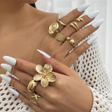 Ensemble de 8 bagues ouvertes vintage pour femme, style floral gothique. 𝓑2𝓢