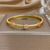 Bracelet manchette femme en cuivre plaqué or avec zircon brillant, design fleur boule – bijou élégant pour fête 𝓑2𝓢