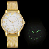 Montre femme de luxe en maille or rose avec cristaux incrustés – design moderne et élégant 𝓑2𝓢