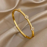 Bracelet manchette femme en cuivre plaqué or avec zircon brillant, design fleur boule – bijou élégant pour fête 𝓑2𝓢