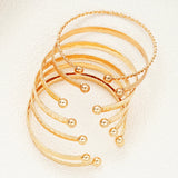 Lot de 7 Bracelets Dorés Punk avec Motif Cœur 𝓑2𝓢