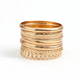 Ensemble de 10 bracelets en métal pour femmes, style punk et hip-hop, design texturé tendance. 𝓑2𝓢