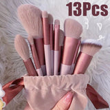 Set de 13 pinceaux de maquillage doux, idéal pour fond de teint, blush et fards. 𝓑2𝓢