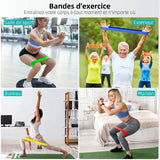 Bandes de résistance élastiques pour fitness, yoga et entraînement des jambes et hanches